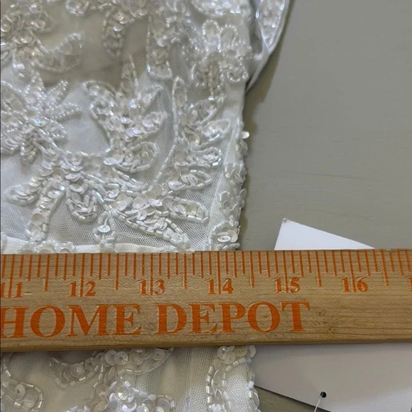 Lulus Momentous Love White Beaded Bustier Mesh Mermaid Maxi Dress Size Large - Picture 8 of 16